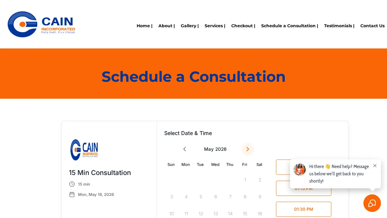 Cain Inc Consulting Services page