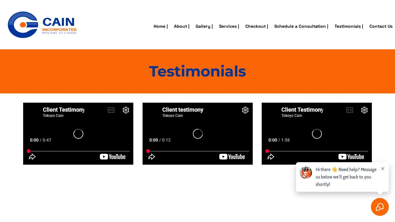 Cain Inc Consulting Services page