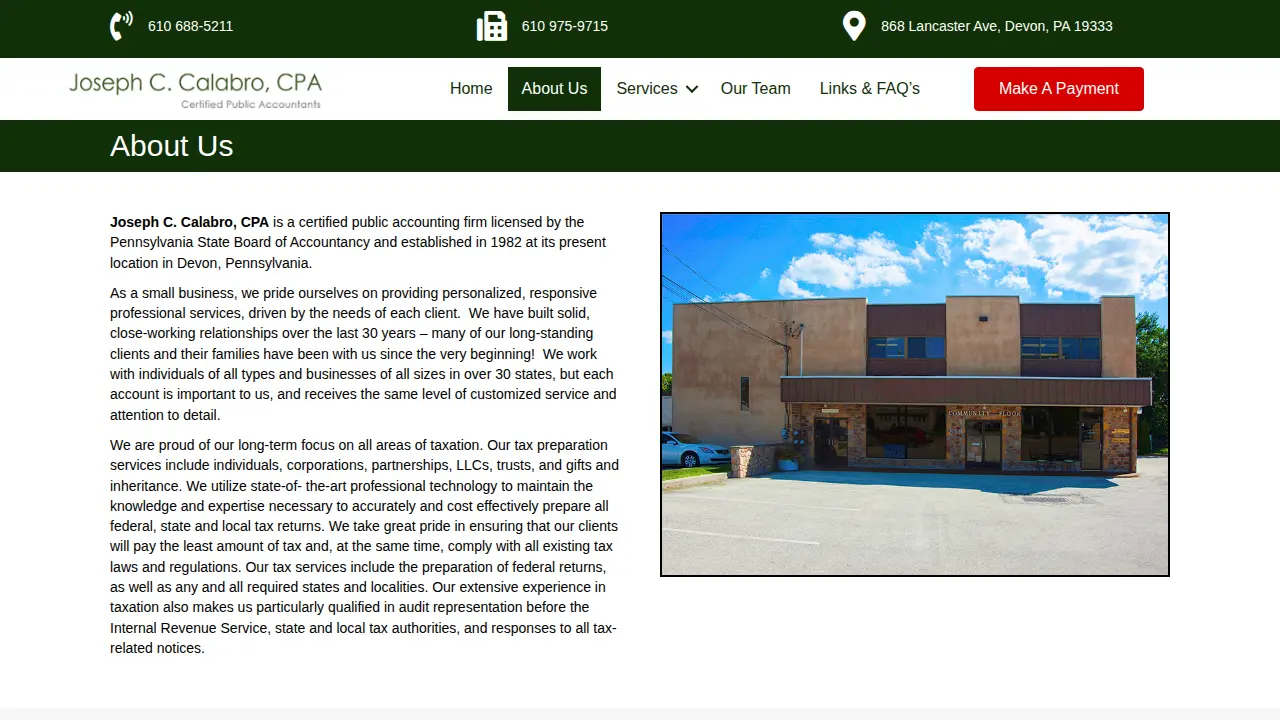 Joseph C. Calabro CPA page