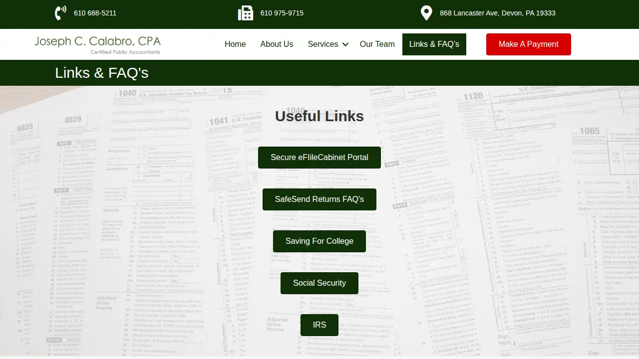 Joseph C. Calabro CPA page