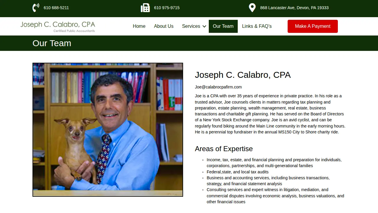 Joseph C. Calabro CPA page
