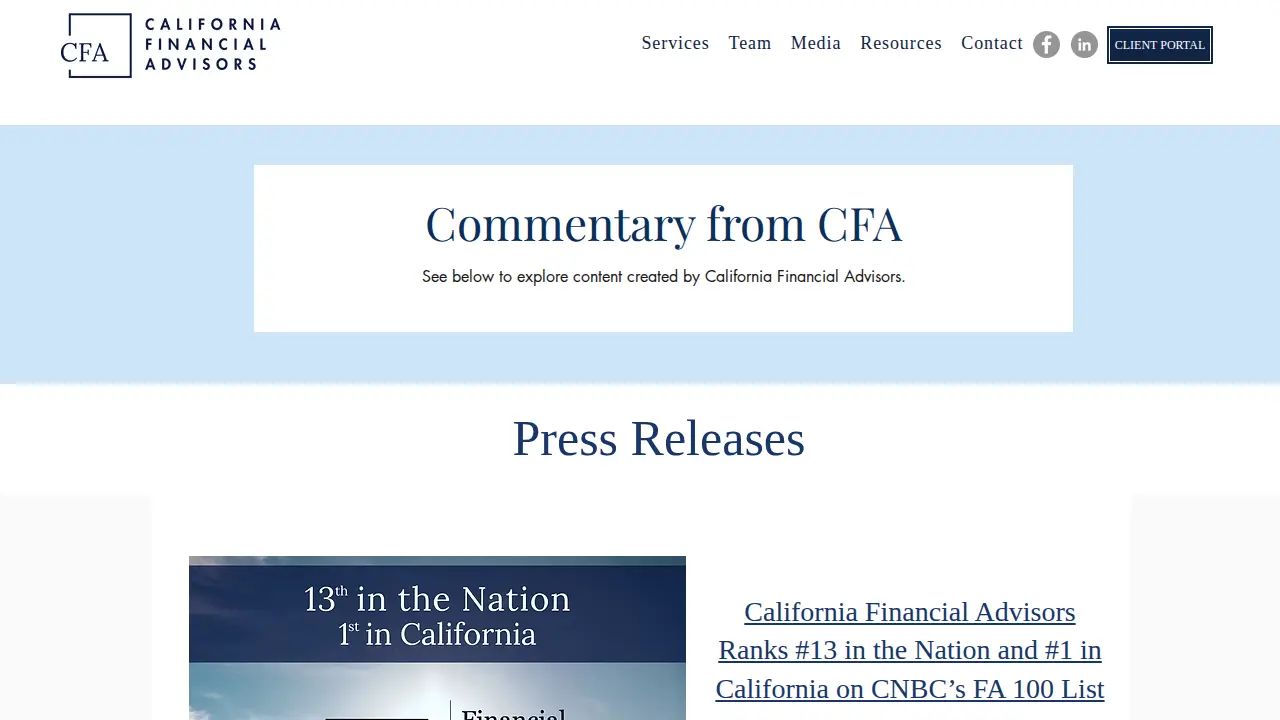California Financial Advisors page