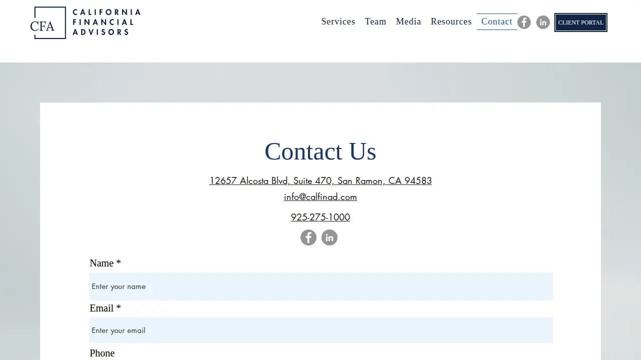 California Financial Advisors page