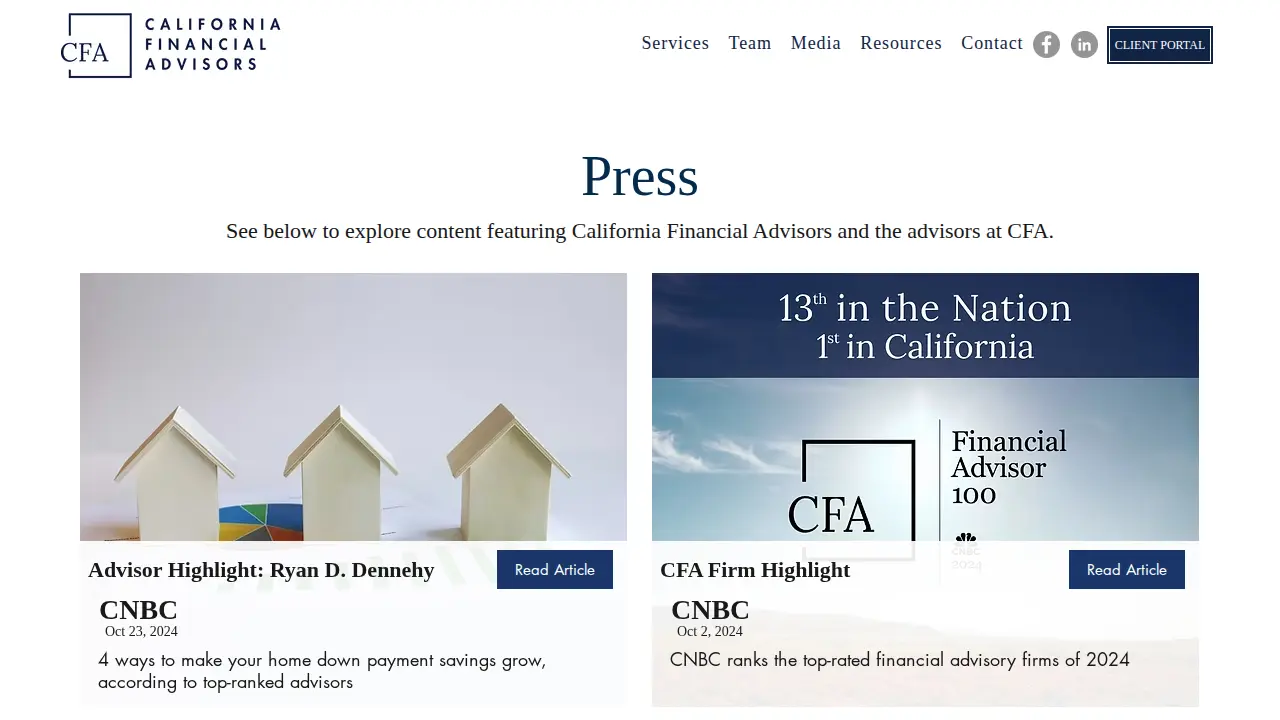 California Financial Advisors page