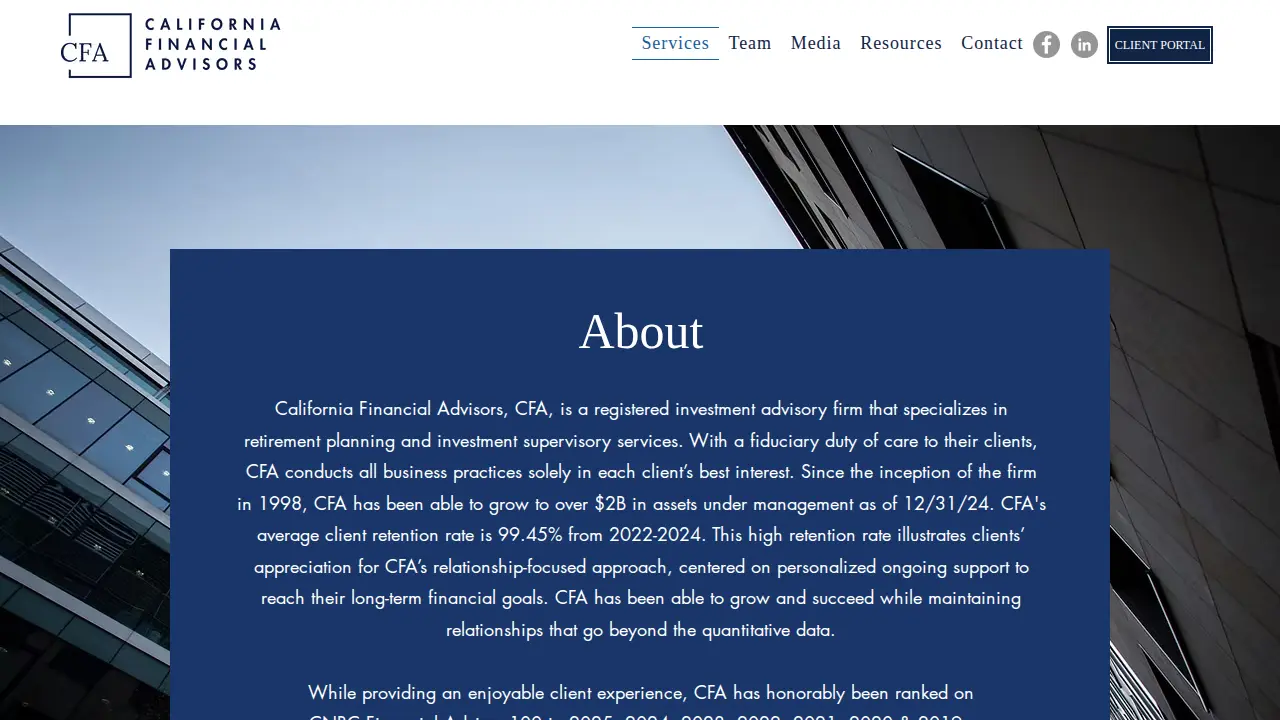 California Financial Advisors page