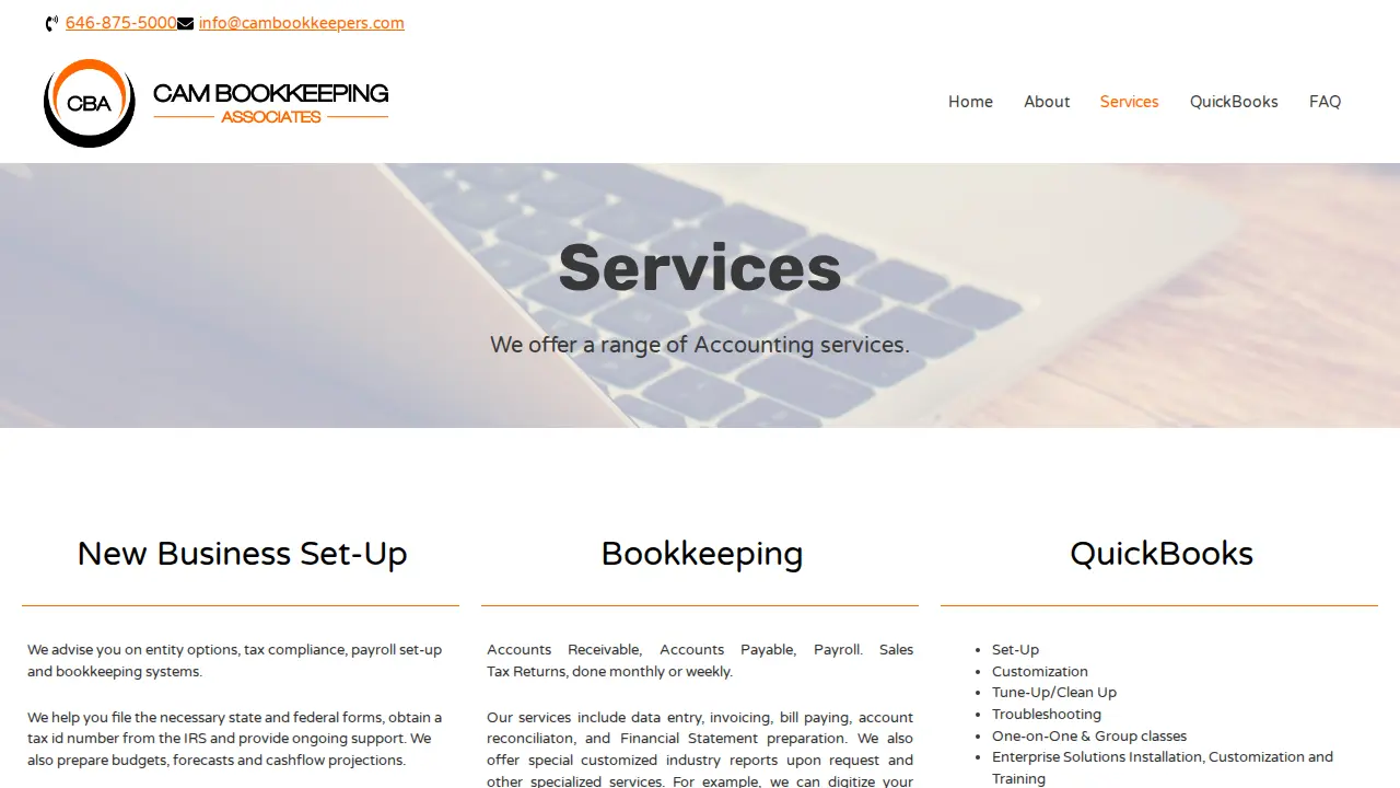CAM Bookkeeping Associates page