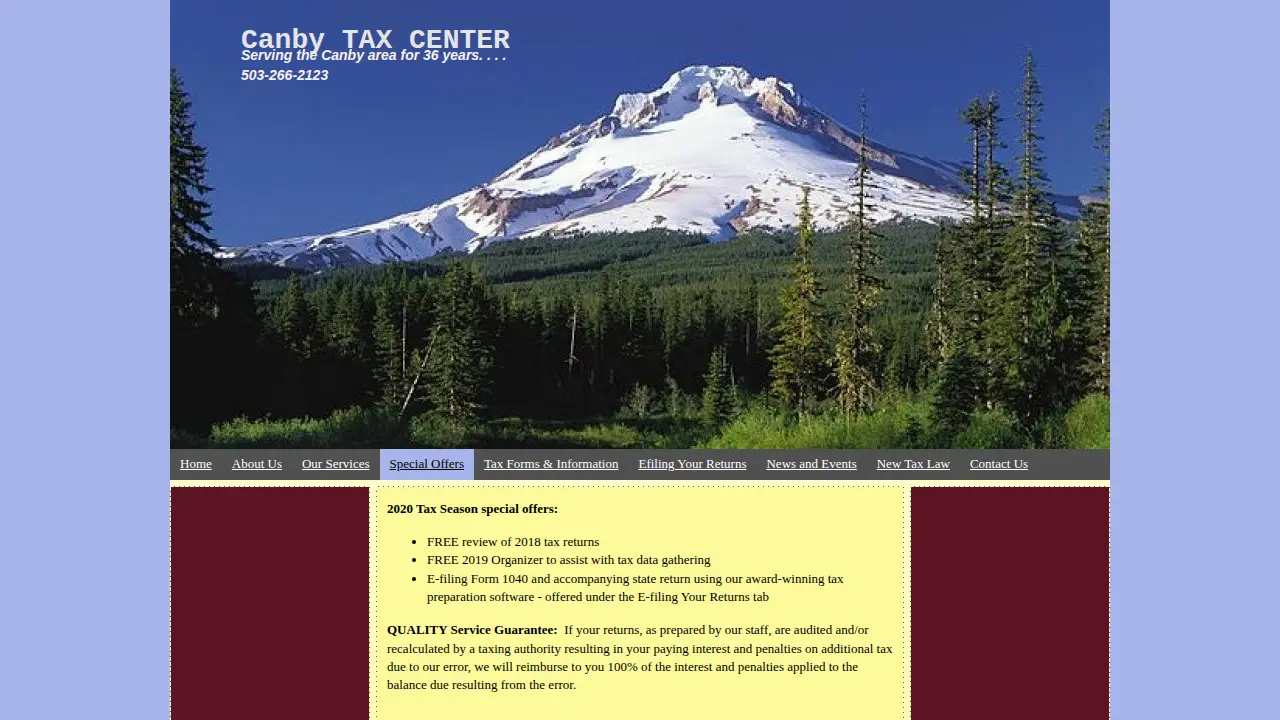 Canby Tax Center page
