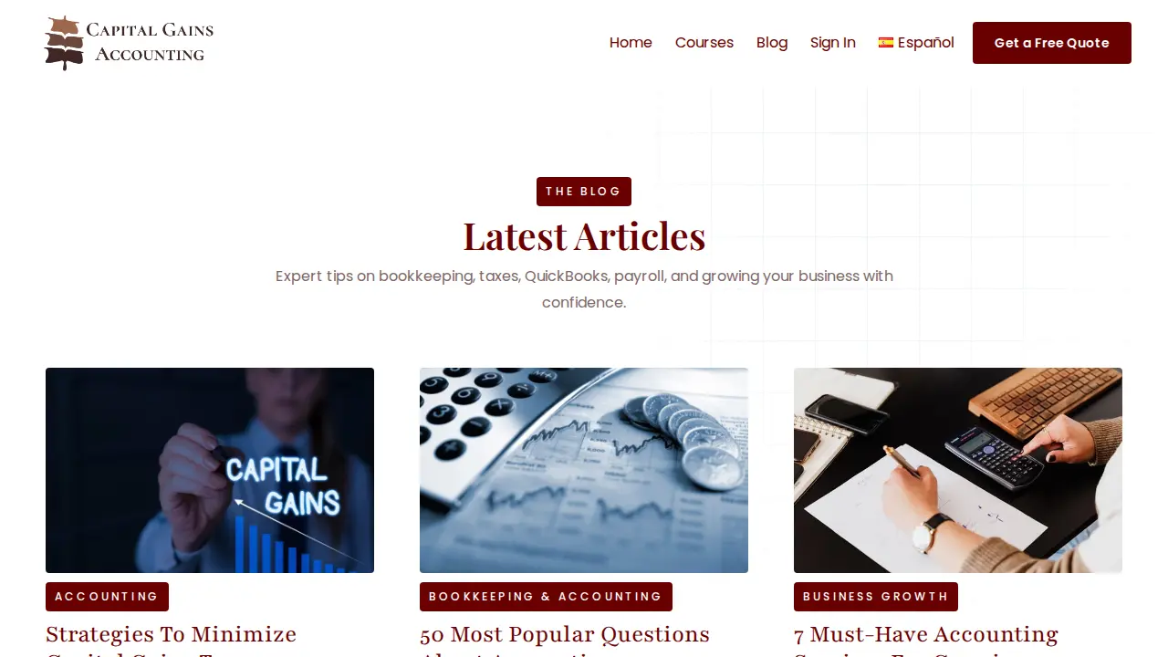 Capital Gains Accounting page