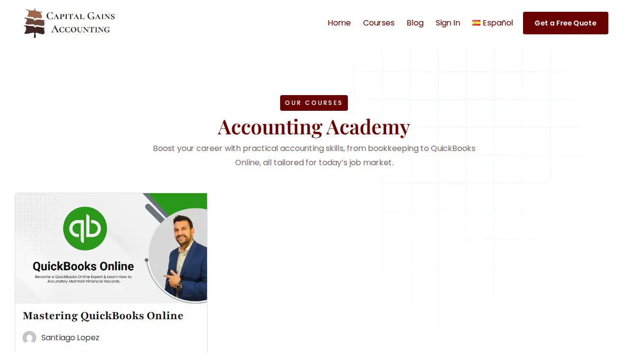 Capital Gains Accounting page