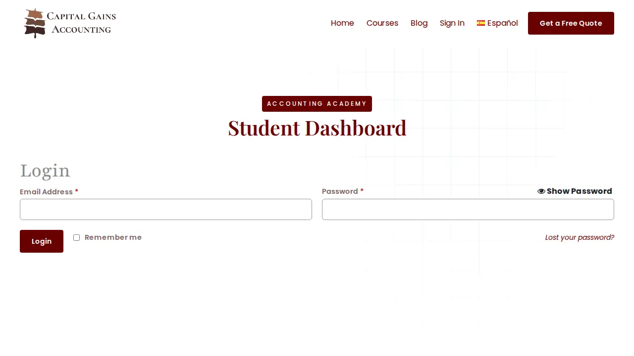 Capital Gains Accounting page