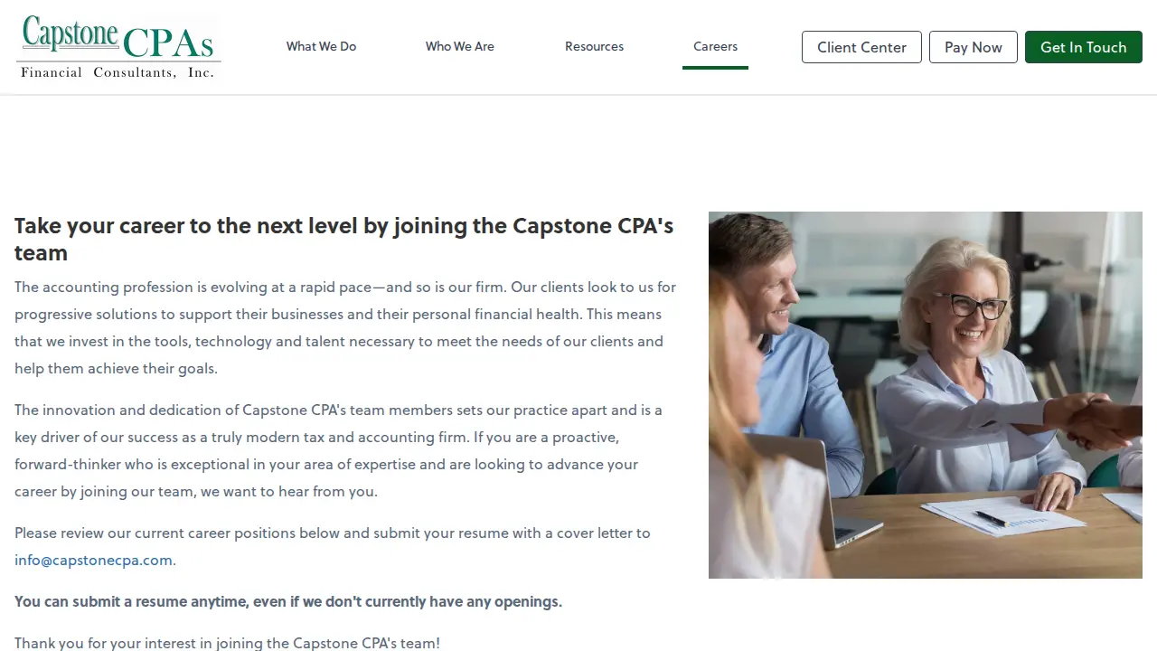 Capstone Financial Consultants CPAs page