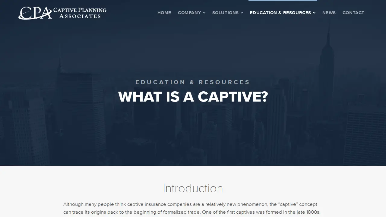 Captive Planning Associates page