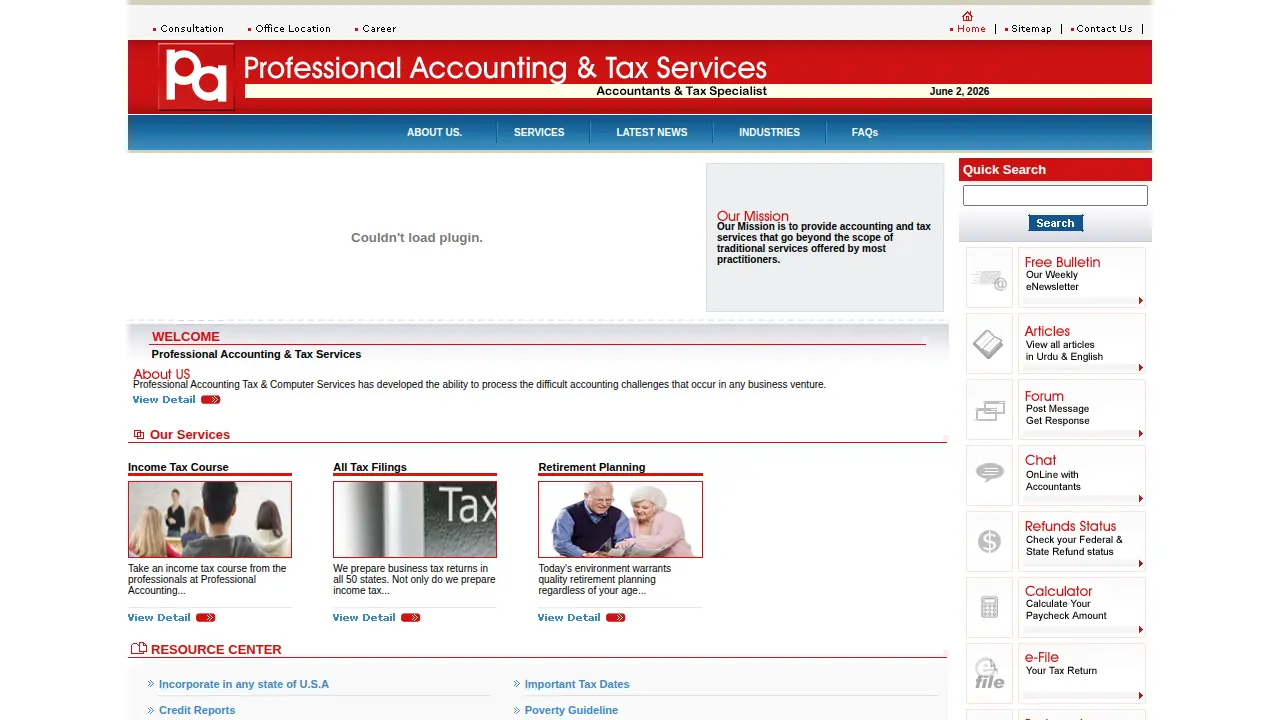 Professional Accounting Tax & Computer Services page