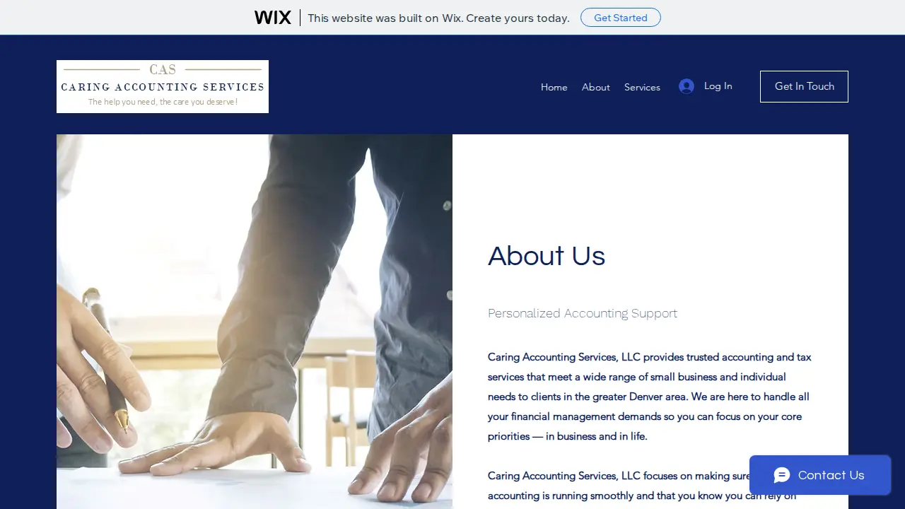 Caring Accounting Services page
