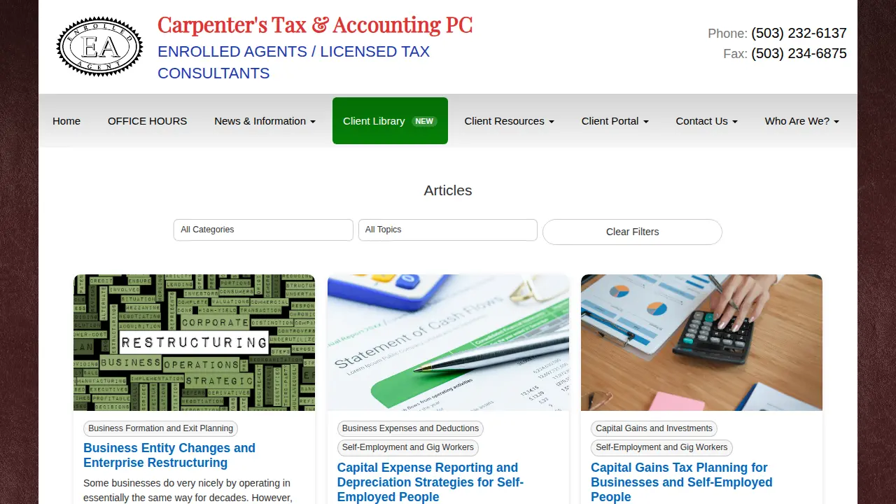Carpenter's Tax & Accounting PC page