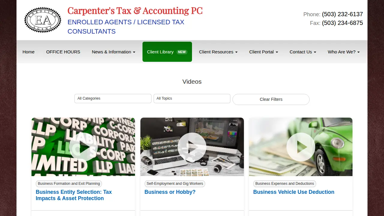 Carpenter's Tax & Accounting PC page