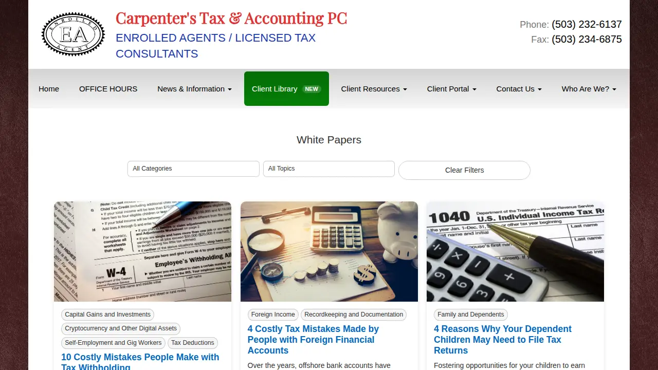 Carpenter's Tax & Accounting PC page