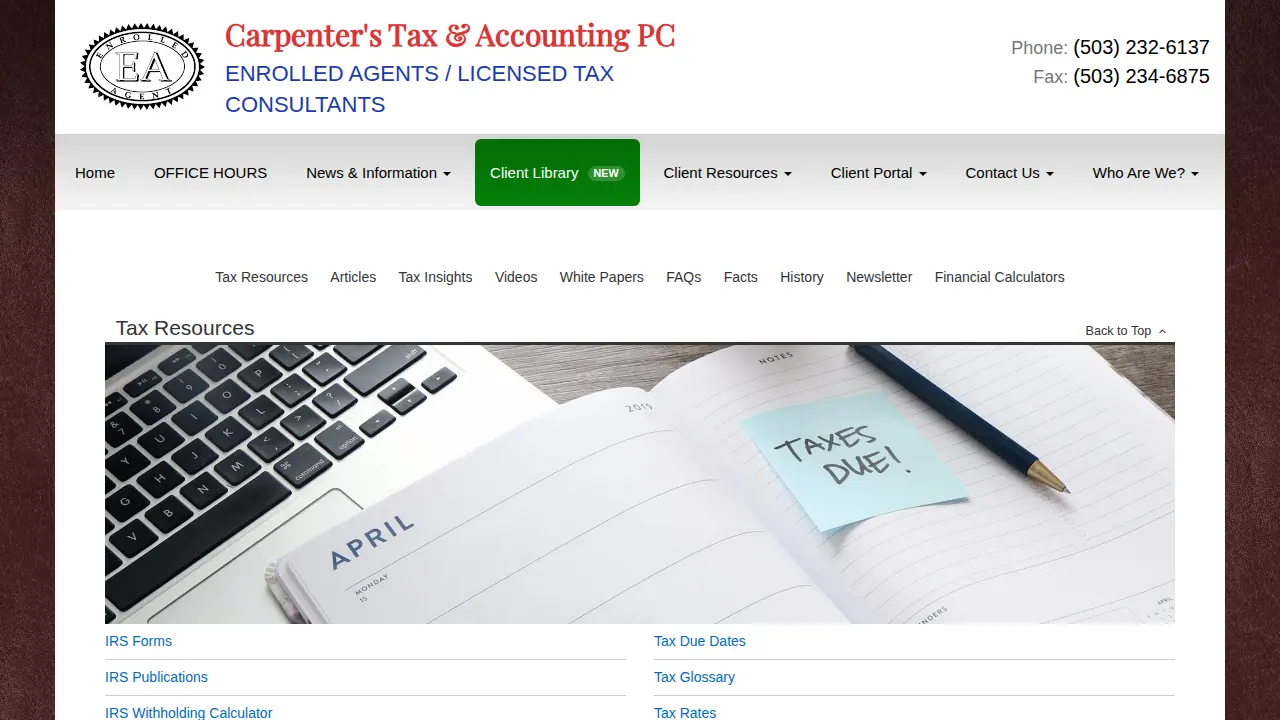Carpenter's Tax & Accounting PC page
