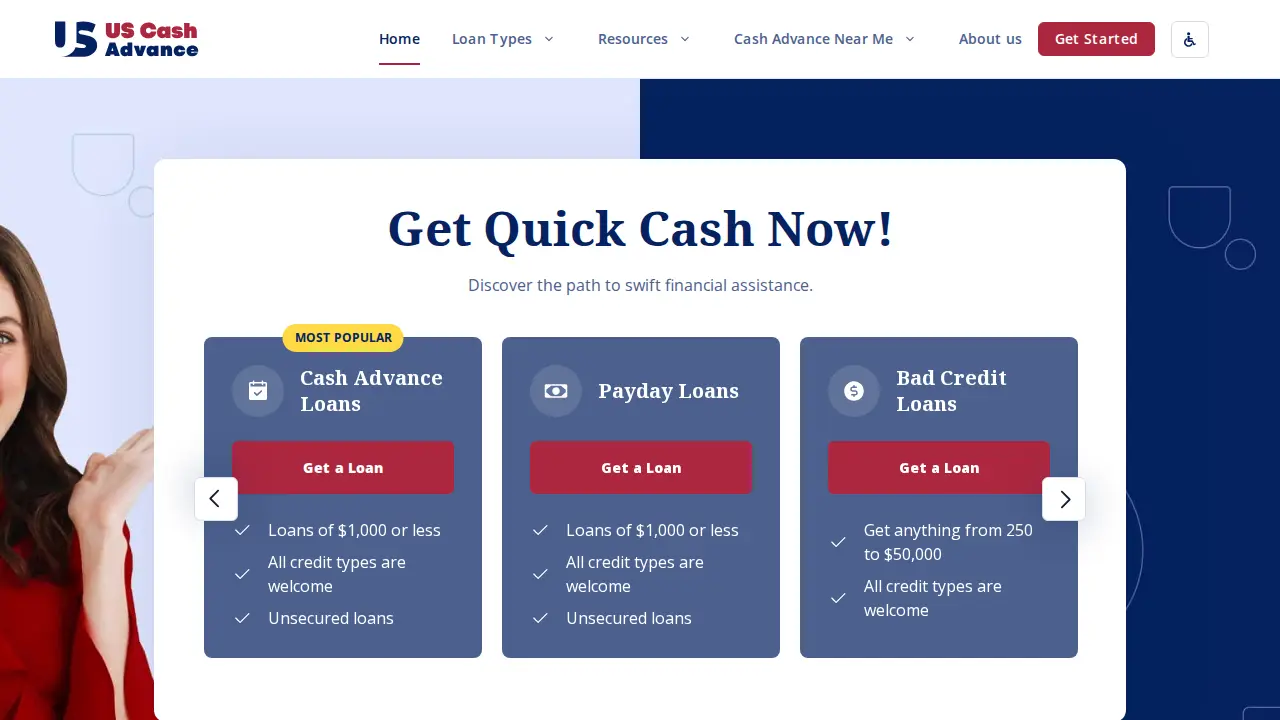 US Cash Advance page
