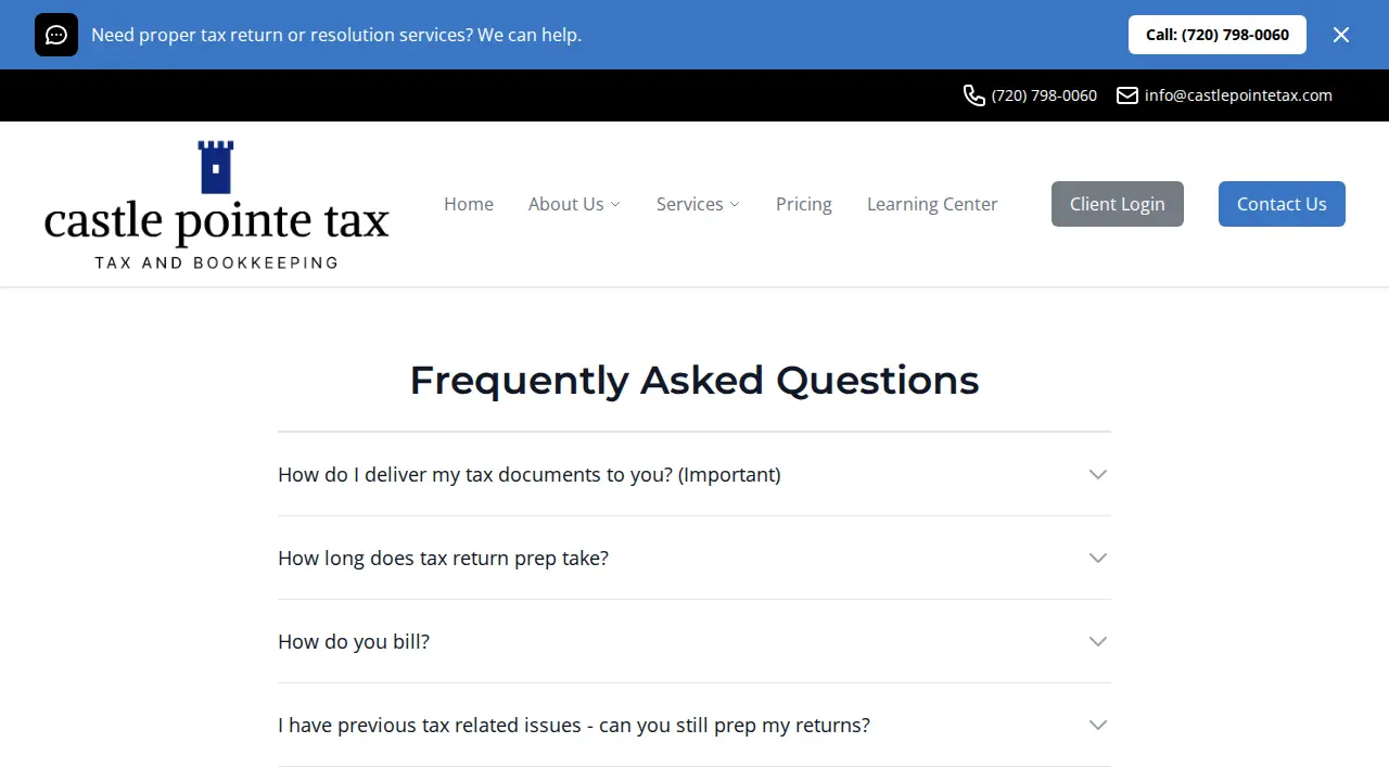 Castle Pointe Tax page