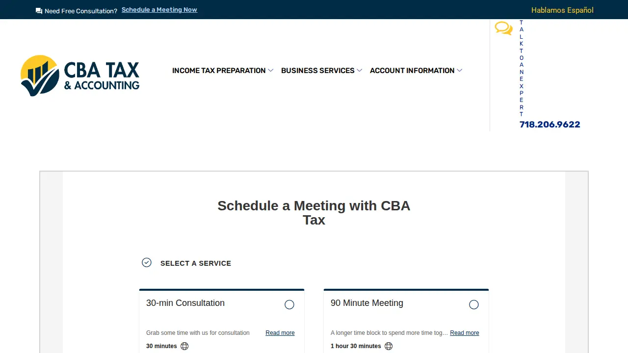 CBATAX PREPARATION SERVICE page