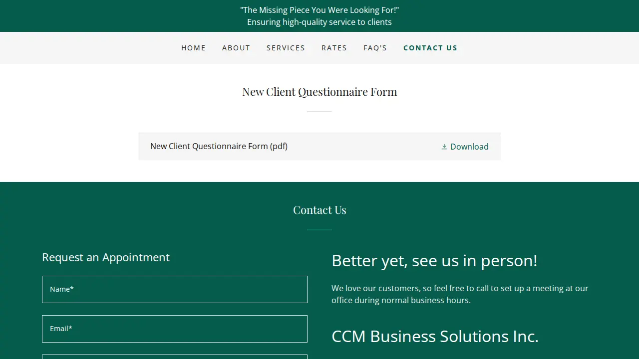 CCM Business Solutions Inc page