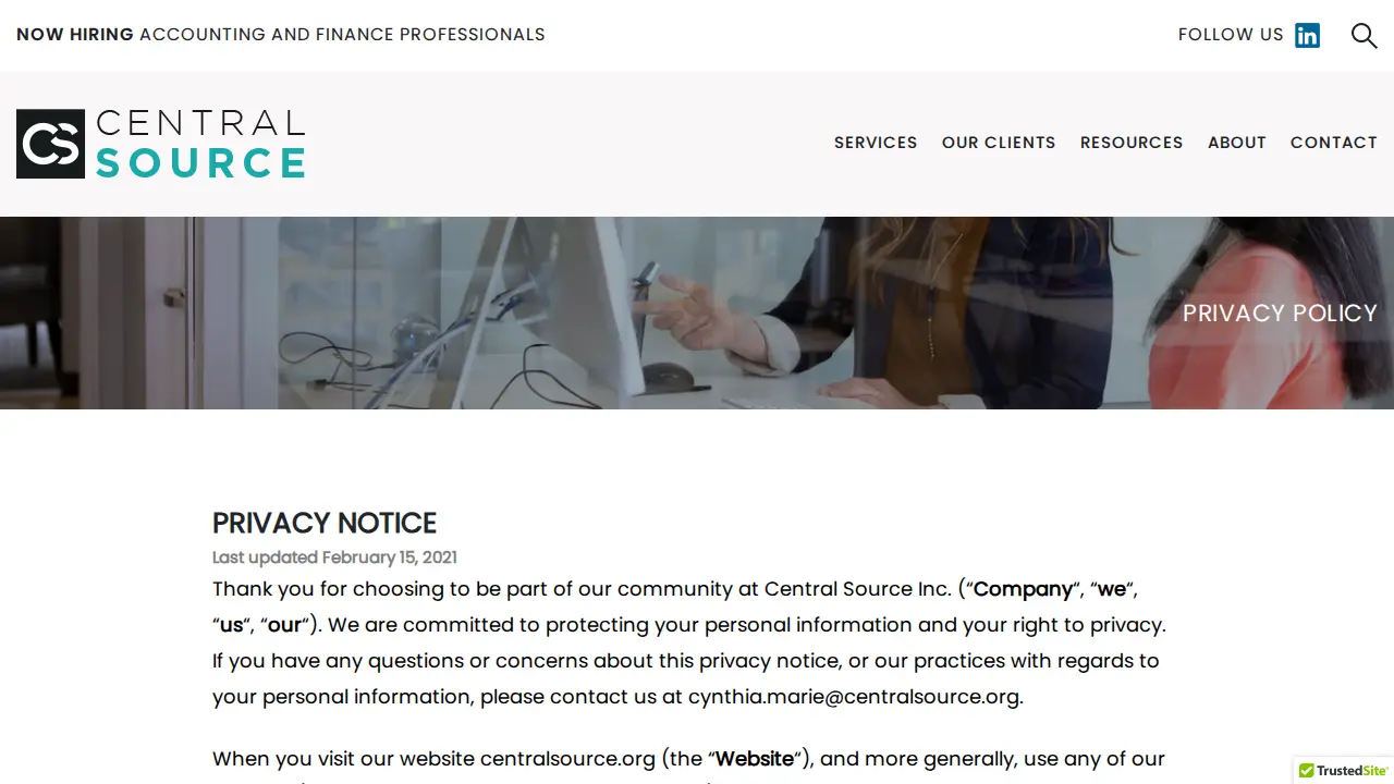 Central Source Inc page