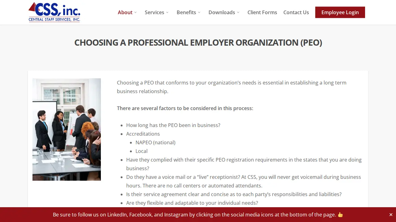 Central Staff Services Inc page