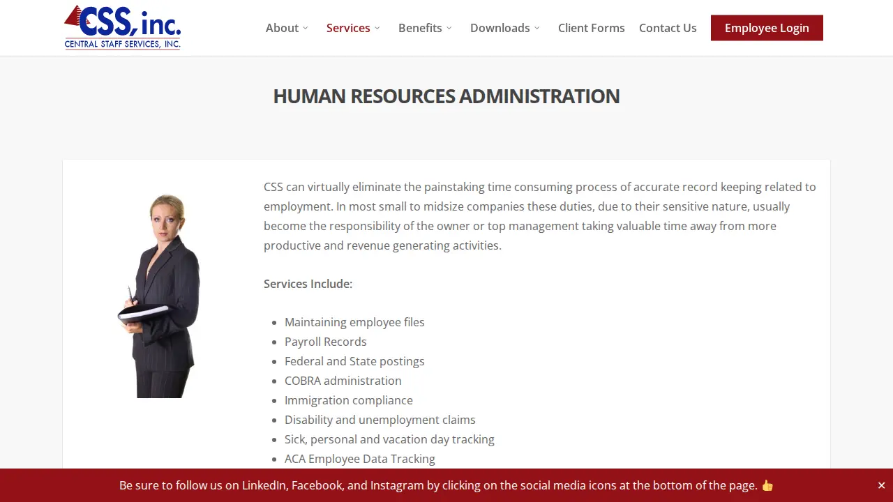 Central Staff Services Inc page