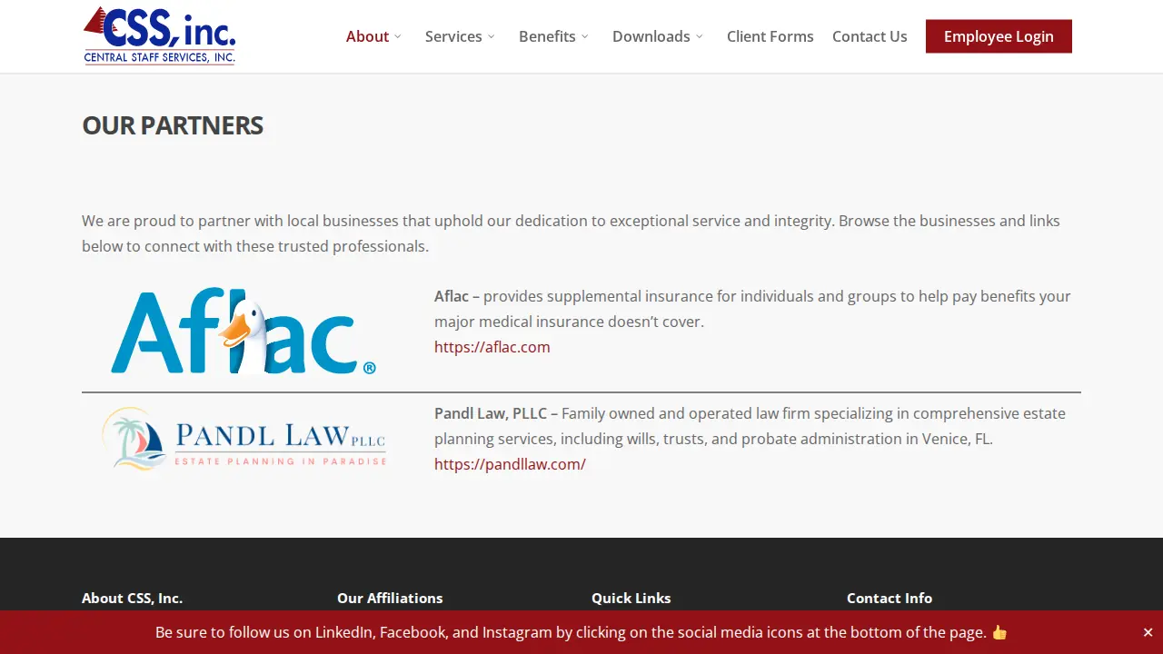 Central Staff Services Inc page