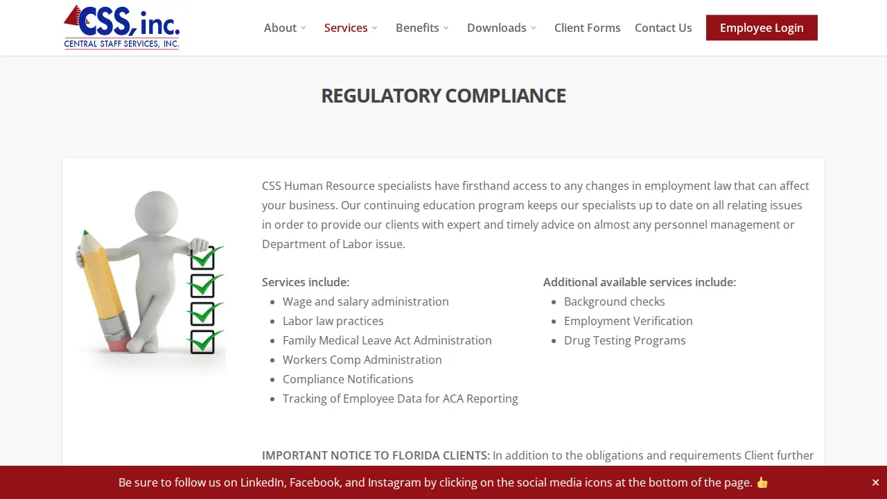 Central Staff Services Inc page