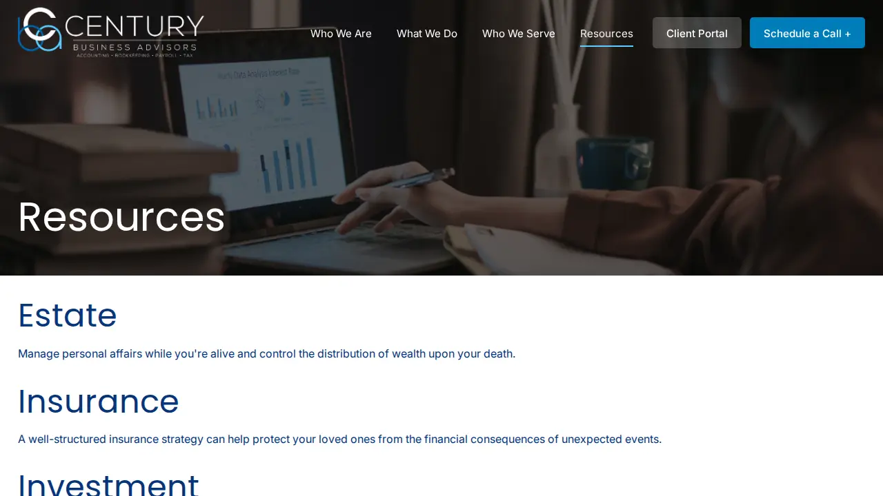 Century Business Advisors page