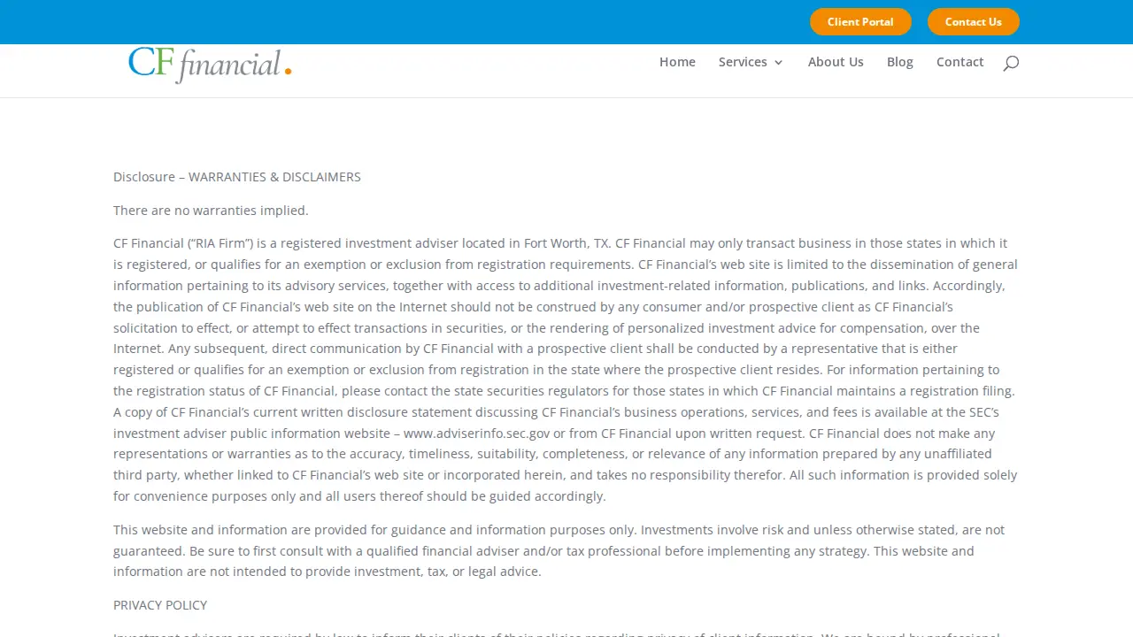 CF Financial page
