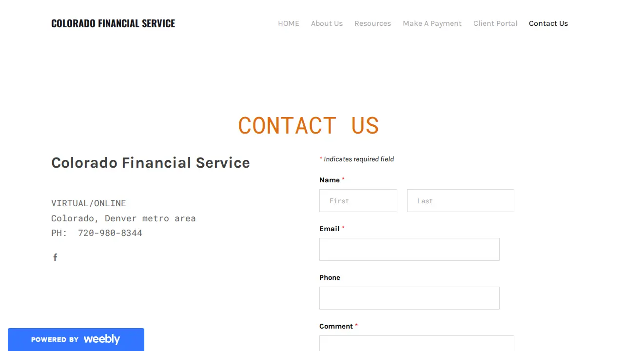 Colorado Financial Service page
