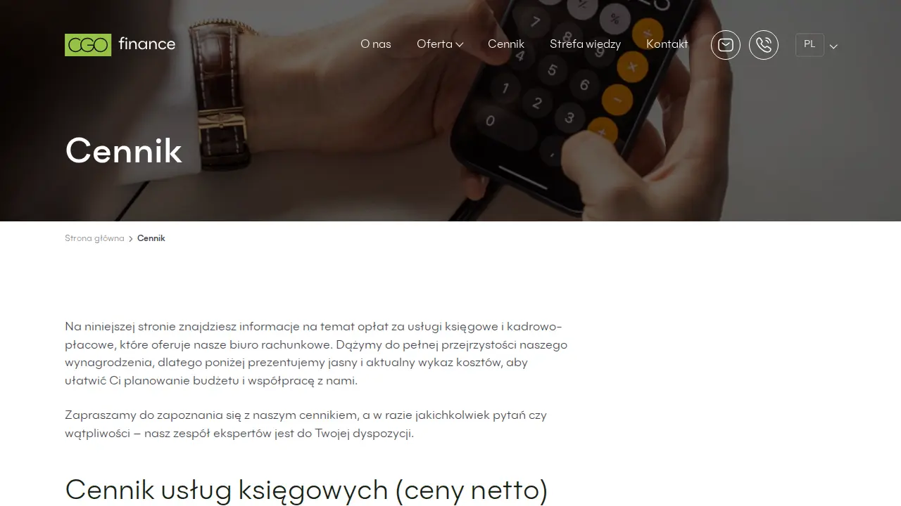 Biuro rachunkowe CGO Finance page