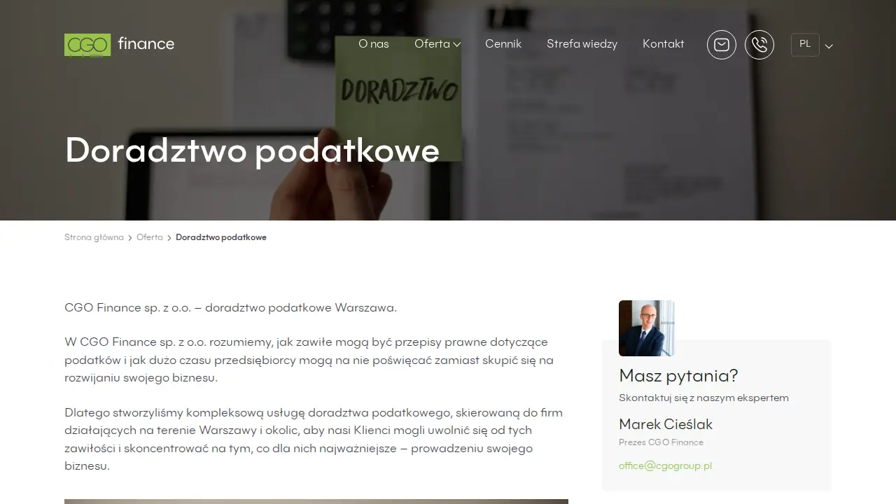 Biuro rachunkowe CGO Finance page