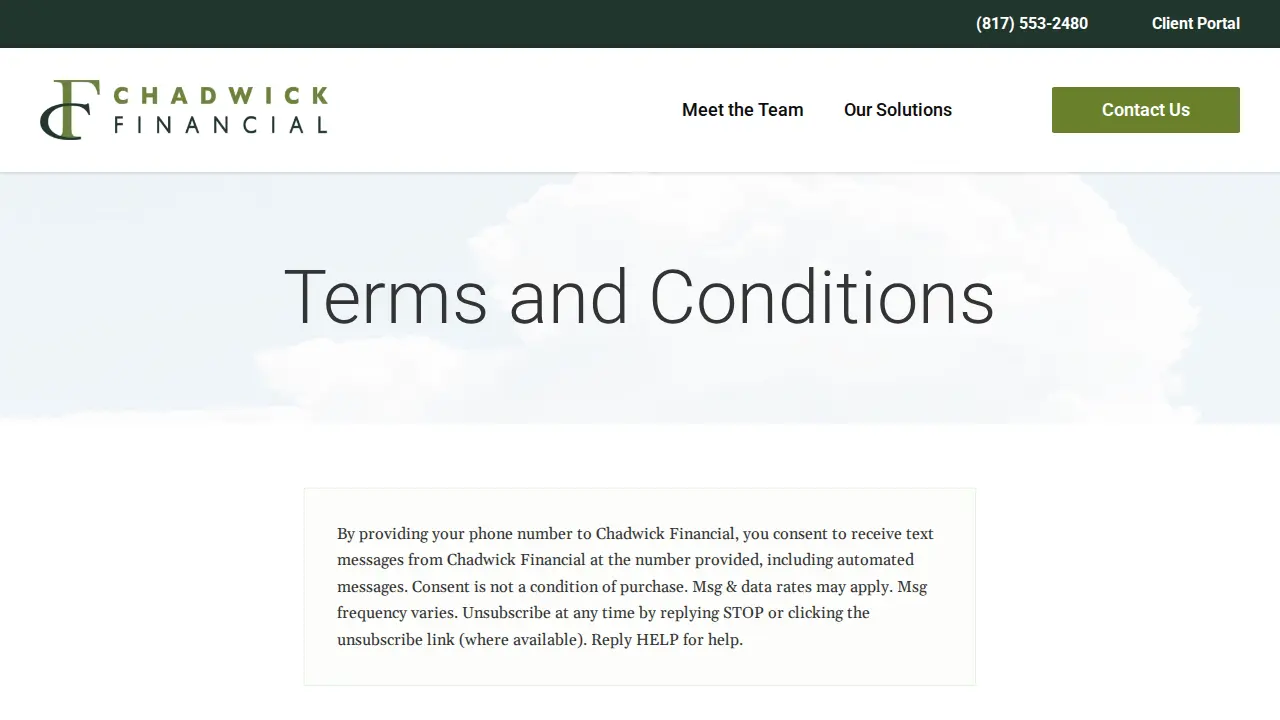 Chadwick Financial - Wealth Management and Income Solutions page
