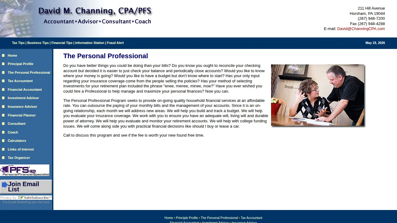 David Channing, CPA page