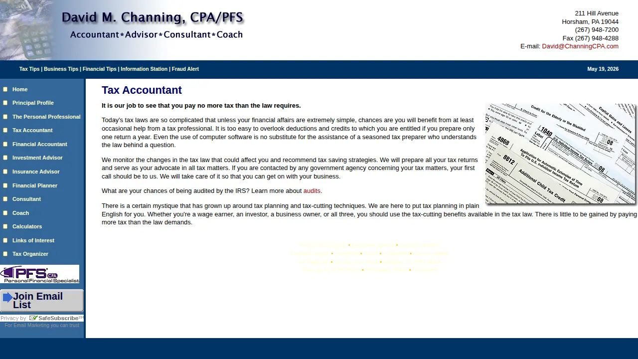 David Channing, CPA page