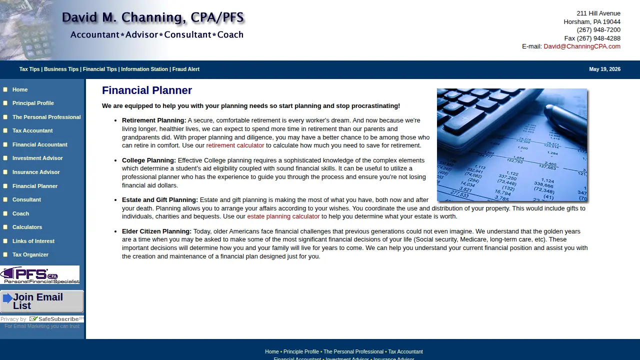 David Channing, CPA page