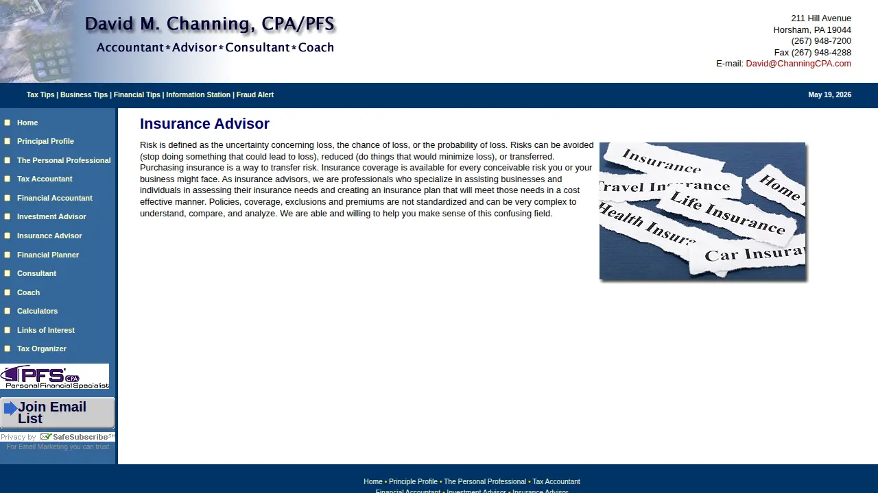 David Channing, CPA page