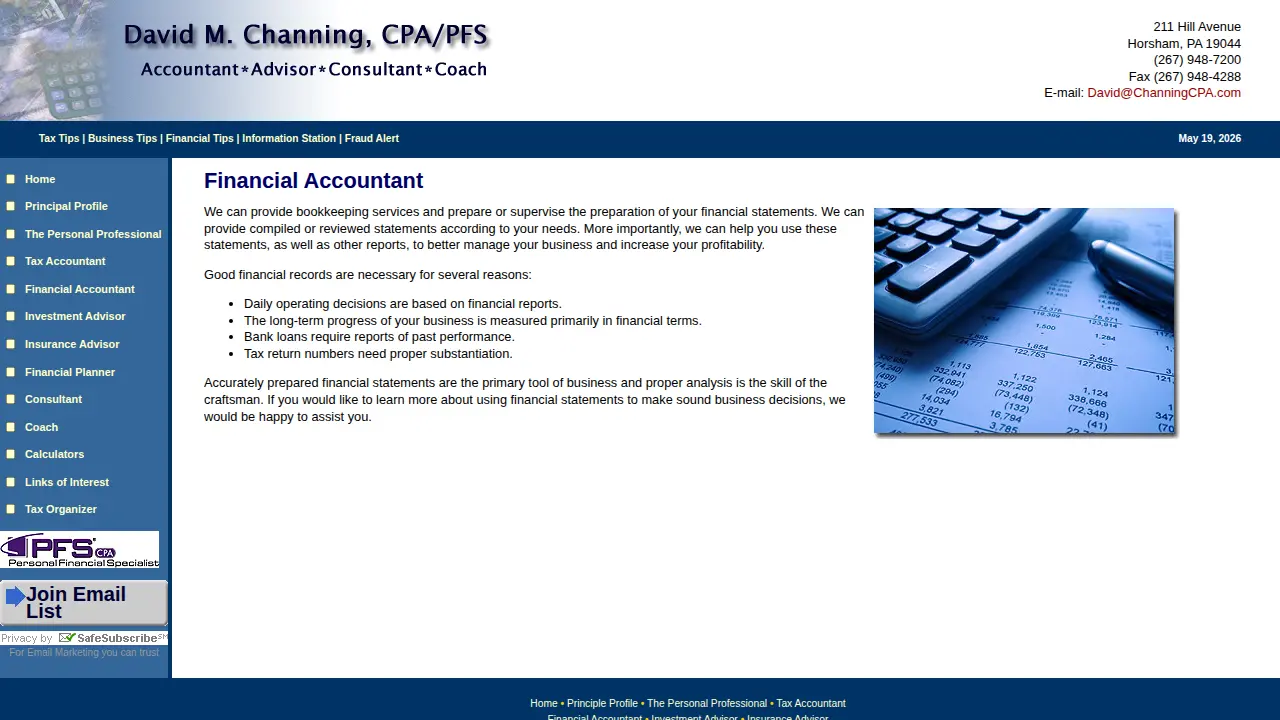 David Channing, CPA page