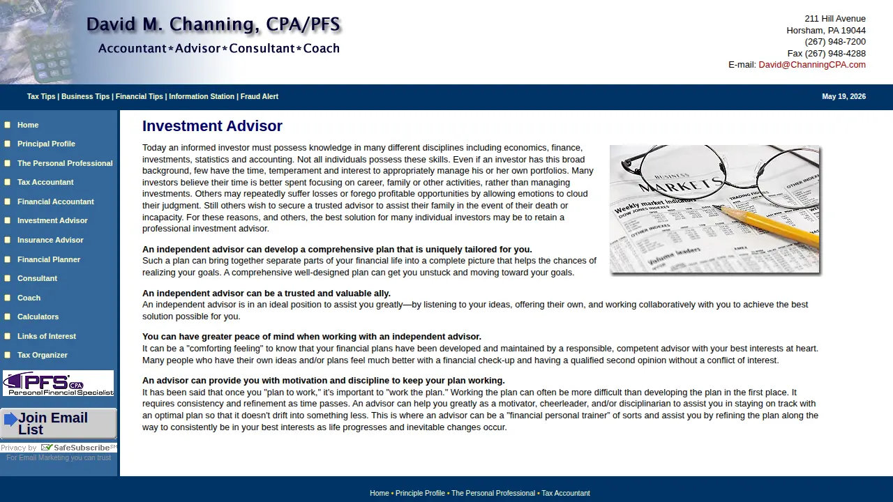 David Channing, CPA page