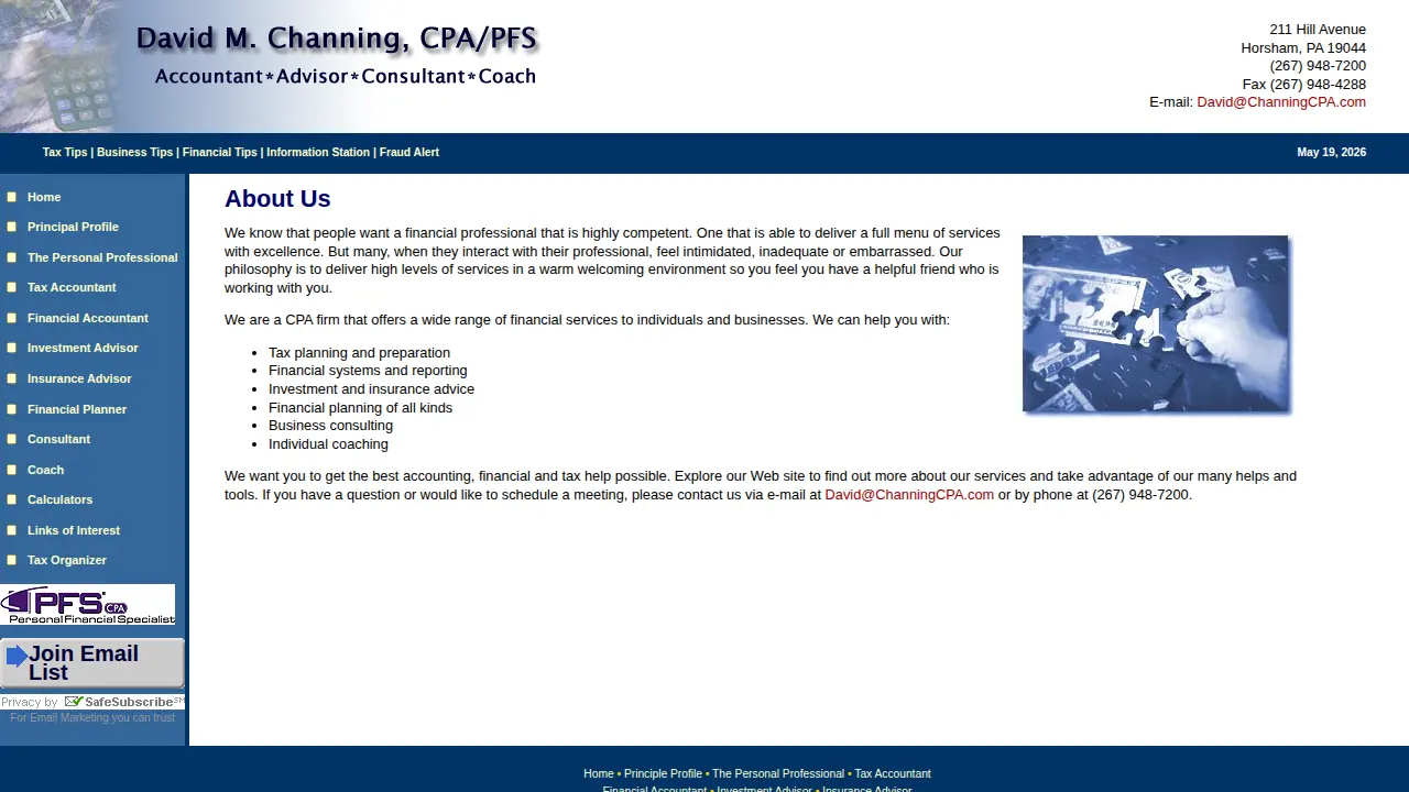 David Channing, CPA page