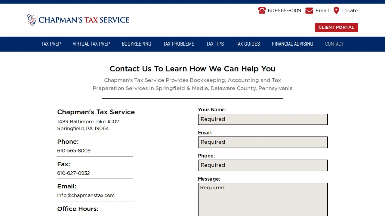 Chapman's Tax Service page