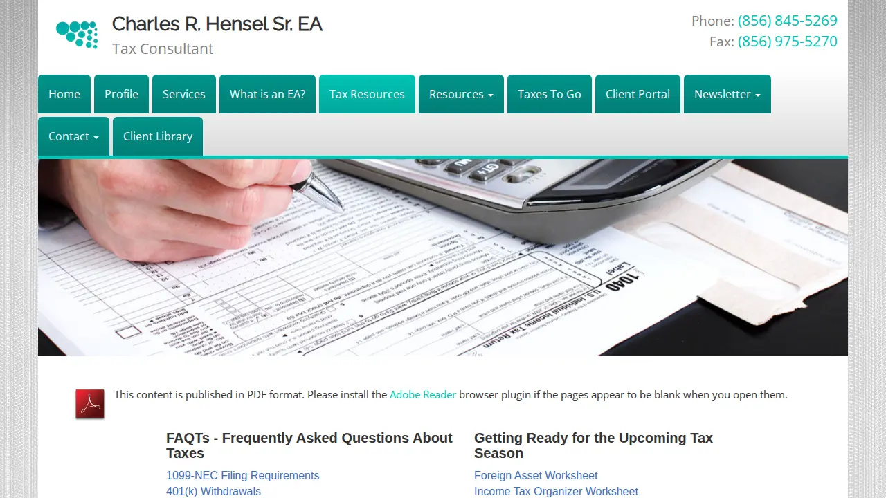 Charles Hensel Sr Tax Consulta page