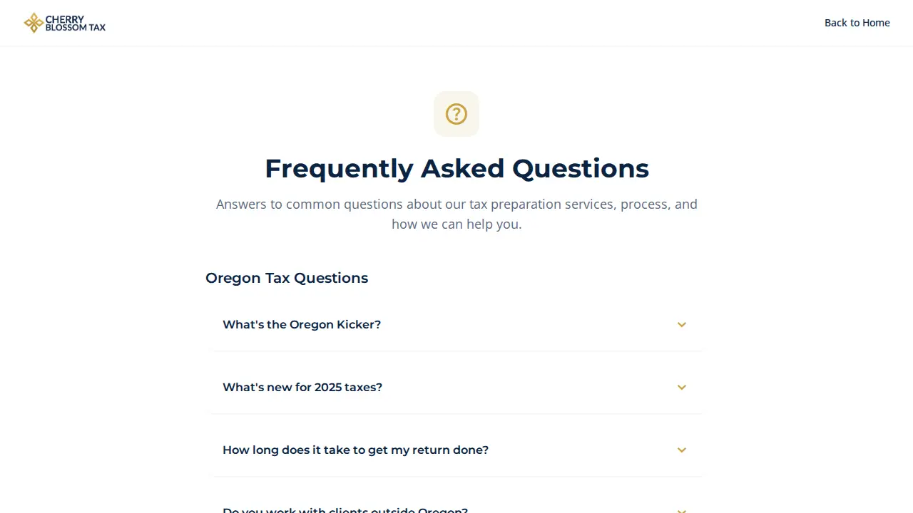 Cherry Blossom Tax page