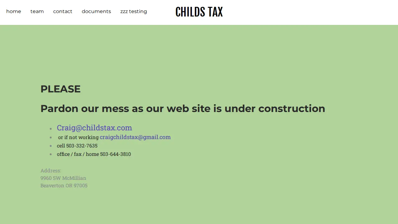 Childs Tax Service page
