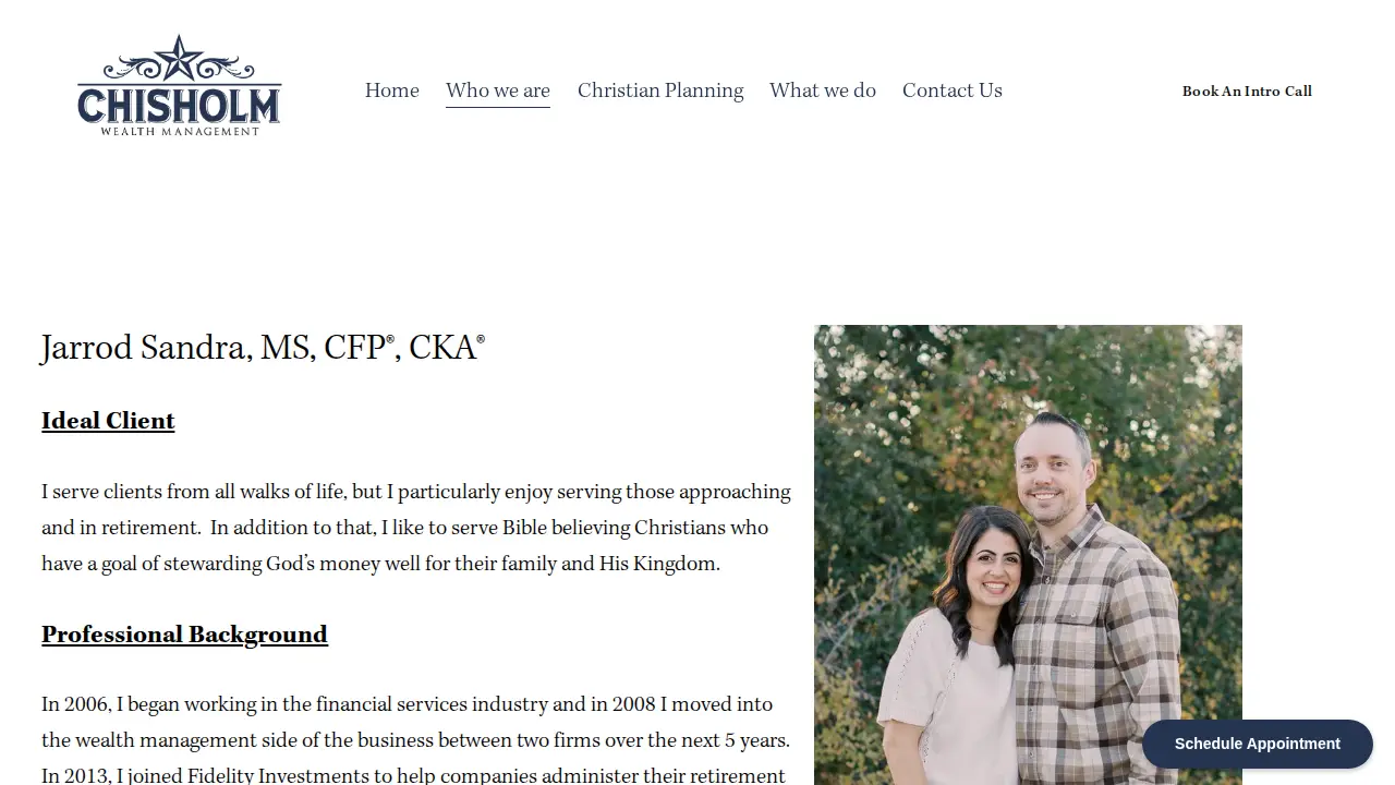 Chisholm Wealth Management page