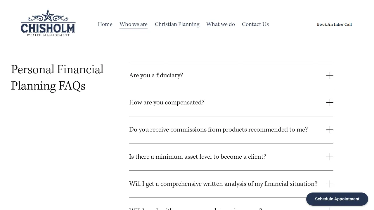 Chisholm Wealth Management page